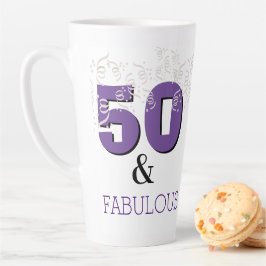 Caneca De Café Latte Roxo 50 Fabuloso| Feliz 50.o presente de aniversár