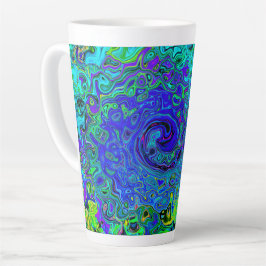 Caneca De Café Latte Roxo Violeta Azul Abstrato Retro Líquido Turbilhão