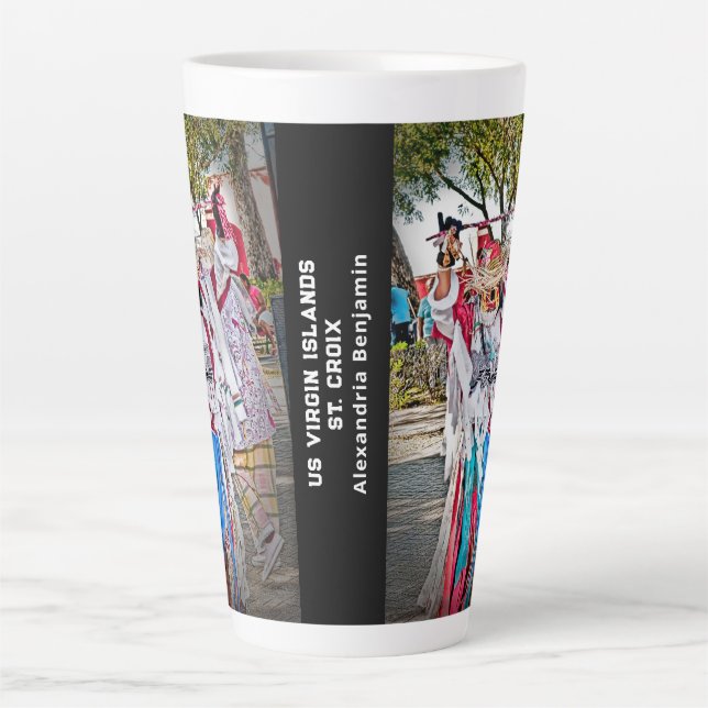Caneca De Café Latte RUA das Ilhas Virgens Americanas. Personalizada pa (Frente)