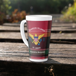 Caneca De Café Latte Rua de Bandeiras das Ilhas Virgens. Croix Madras P