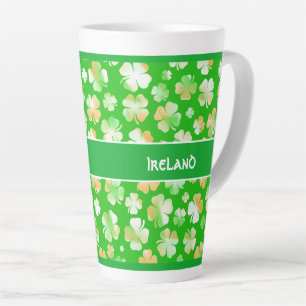 Caneca De Café Latte Rua de Padrões Aleatórios de Shamrocks Verde/Dou