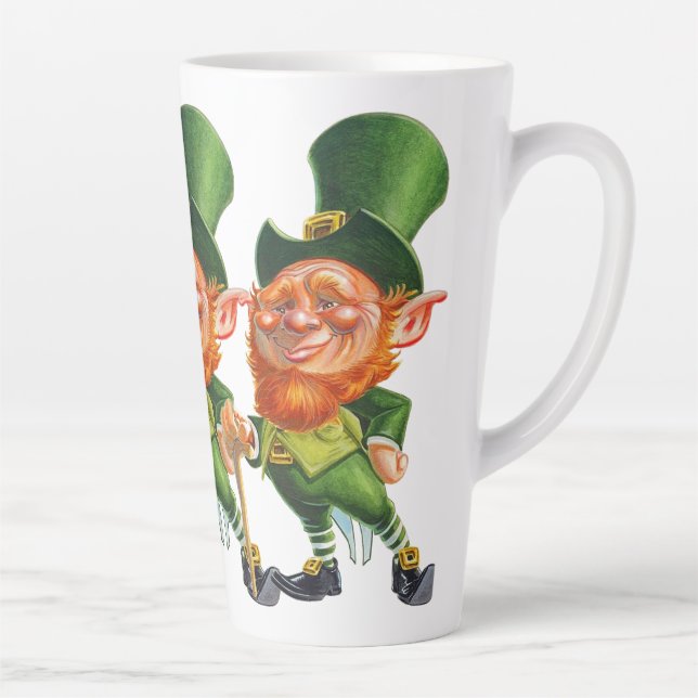 Caneca De Café Latte Rua FELIZ.DIA DE PATRICK LEPRECHAUN BONITO (Direita)