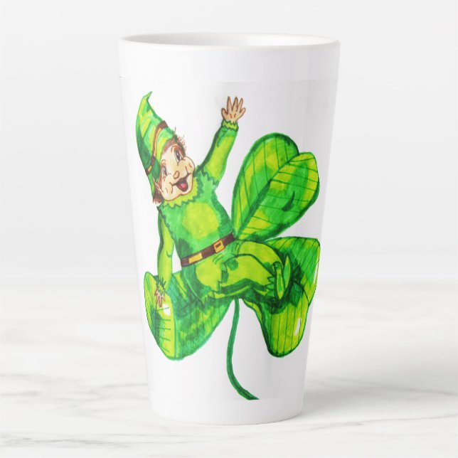 CANECA DE CAFÉ LATTE RUAS. O DIA DE PATRICK, BEY LEPRECHAUN (Frente)