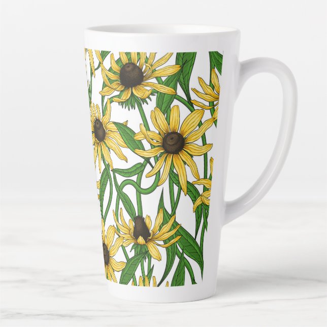 Caneca De Café Latte Rudbekia amarela em branco (Direita)