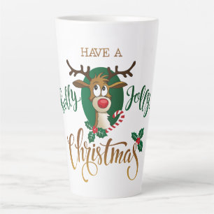 Caneca De Café Latte Rudolph Holly Jolly Natal
