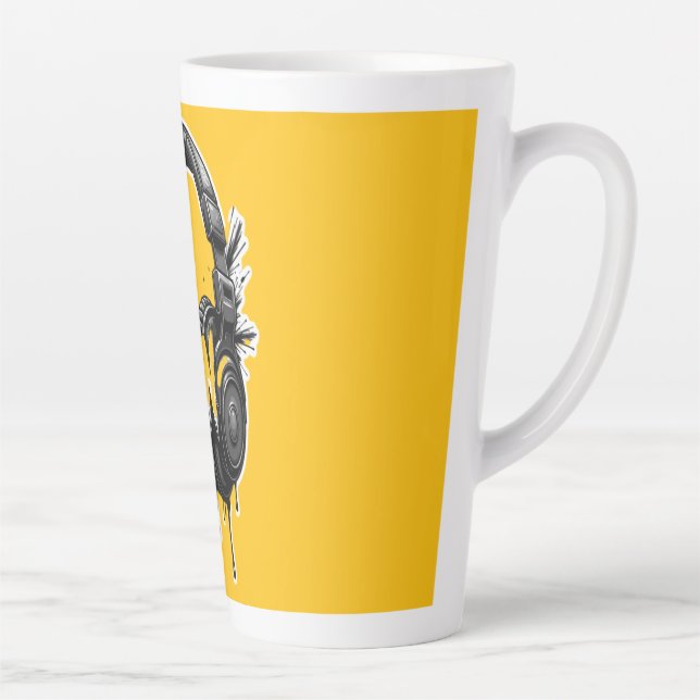 Caneca De Café Latte RUN Headphones Street Art Sticker (Direita)