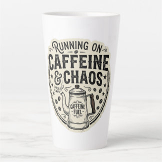 Caneca De Café Latte Running on Caffeine and Chaos Vintage Coffee Pot
