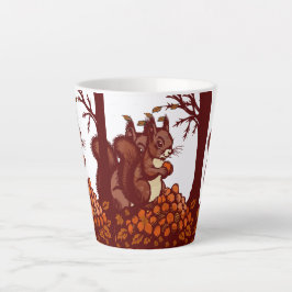 Caneca De Café Latte 🐿️ Rustic Autumn Squirrel Latte Mug - Cozy Fall