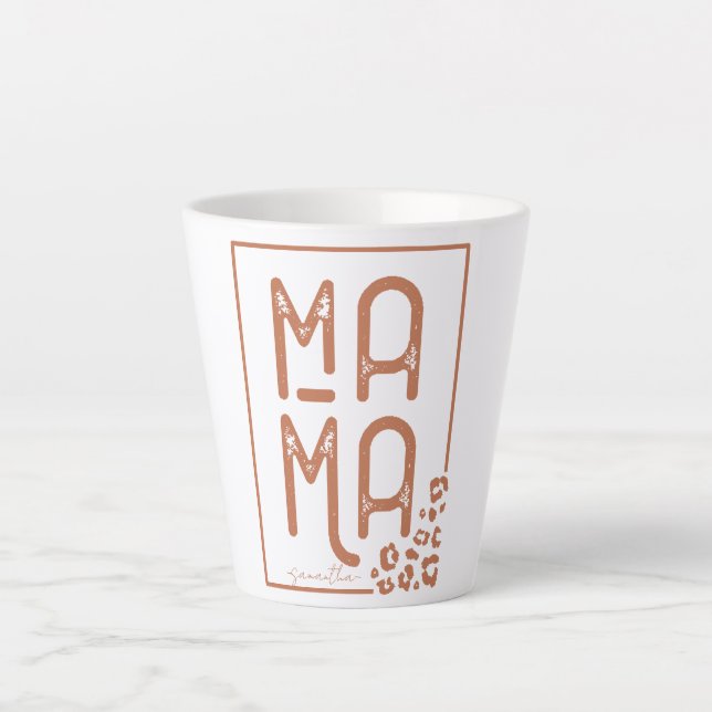 Caneca De Café Latte Rustic Boho Mama (Frente)
