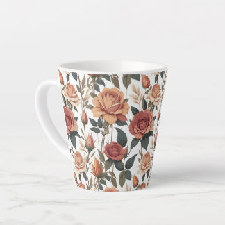 Caneca De Café Latte Rustic Vintage Flower Red Rose Nature Print