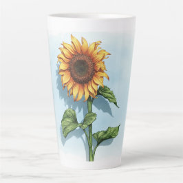Caneca De Café Latte Rustic Watercolor Sunflower Mug