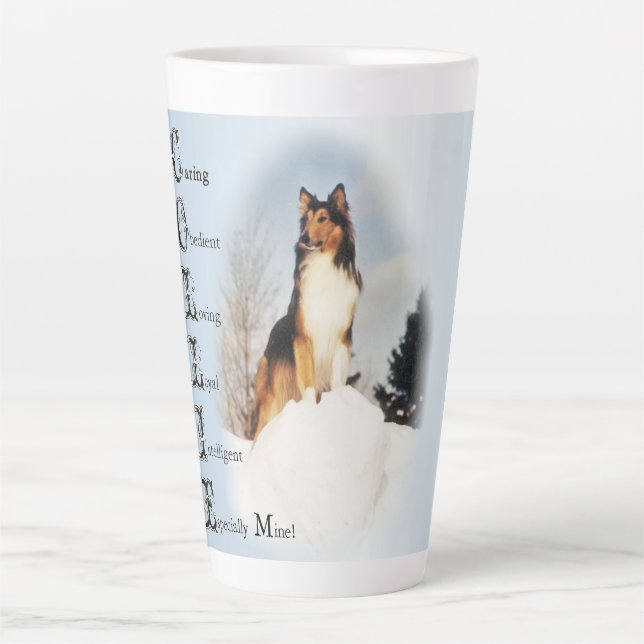 Caneca De Café Latte Sable Rough Collie Oferece Mug De Café De Dois Ton (Frente)