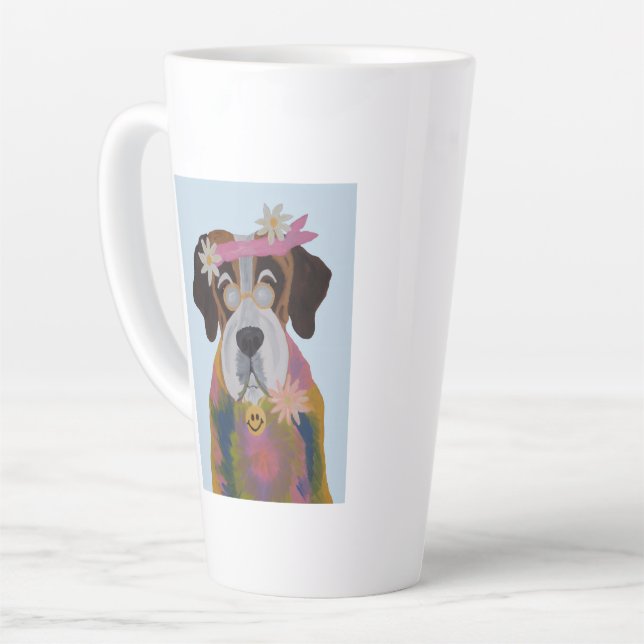 Caneca De Café Latte Saint Bernard Hippie (Ângulo esquerdo)