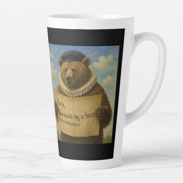 Caneca De Café Latte Sair, perseguido por um urso citação de Shakespear (Direita)
