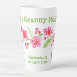 Caneca De Café Latte Sakura Pintada à Mão Avó Ponto Cruz