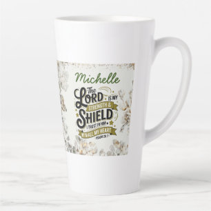 Caneca De Café Latte Salmos 28:7 Lord My Forth and Shield Custom