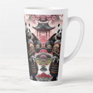 Caneca De Café Latte Samurai Panda na paisagem tradicional chinesa