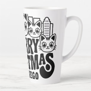 Caneca De Café Latte San Diego City California Feliz Natal Cats EUA