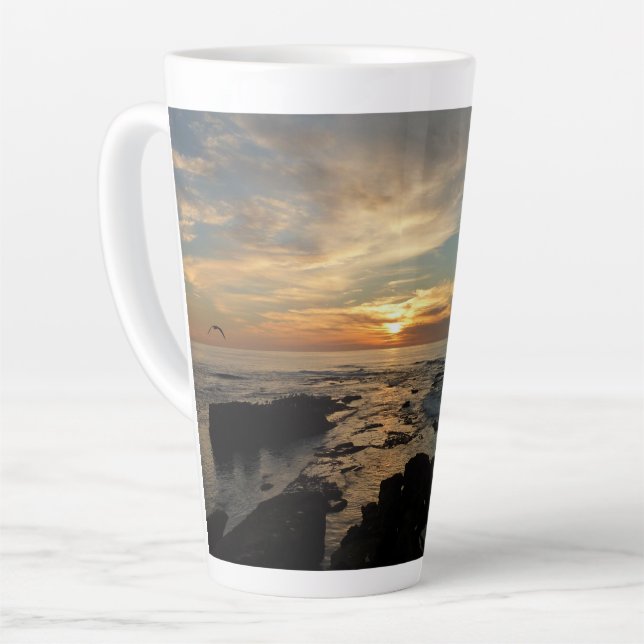 Caneca De Café Latte San Diego Sunset I Vista da Califórnia (Ângulo esquerdo)