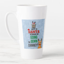 Caneca De Café Latte Santa Claus chimney flocos de neve engraçados azul