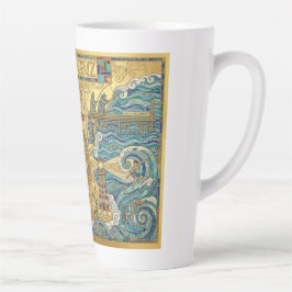 Caneca De Café Latte Santa Cruz California Mosaic Map Boardwalk Beach