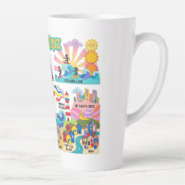 Caneca De Café Latte Santa Cruz Illustrated Map Boardwalk Beach Surfing