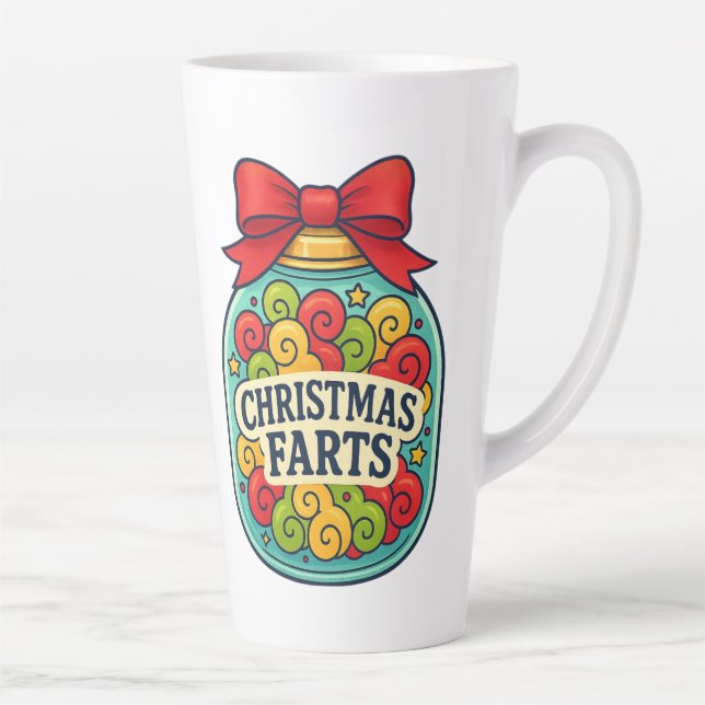 Caneca De Café Latte Santa’s Fart Jar Funny Festive Flatulence  (Direita)