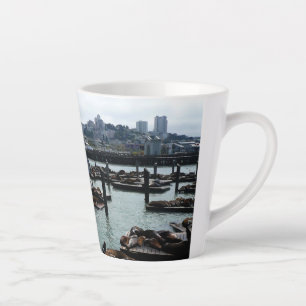 Caneca De Café Latte São Francisco e Pier 39 Sea Lions City Skyline