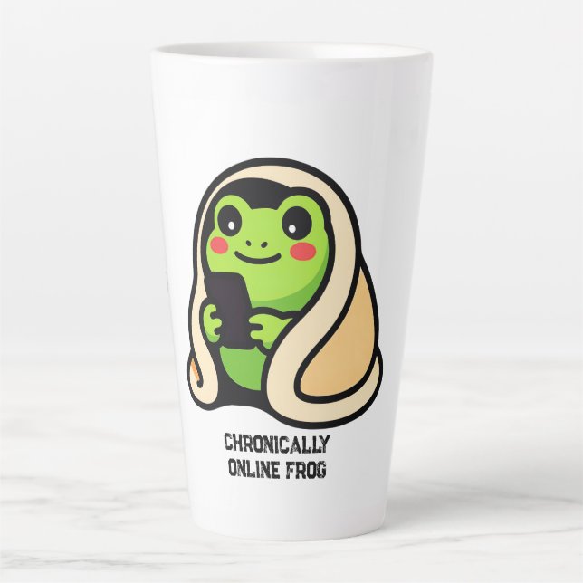 Caneca De Café Latte Sapo engraçado meme online cronicamente (Frente)