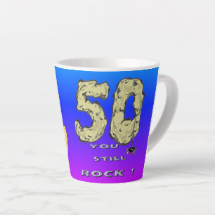 Caneca De Café Latte Sara 50º Aniversário Hearts Blue Purple Latte Mug