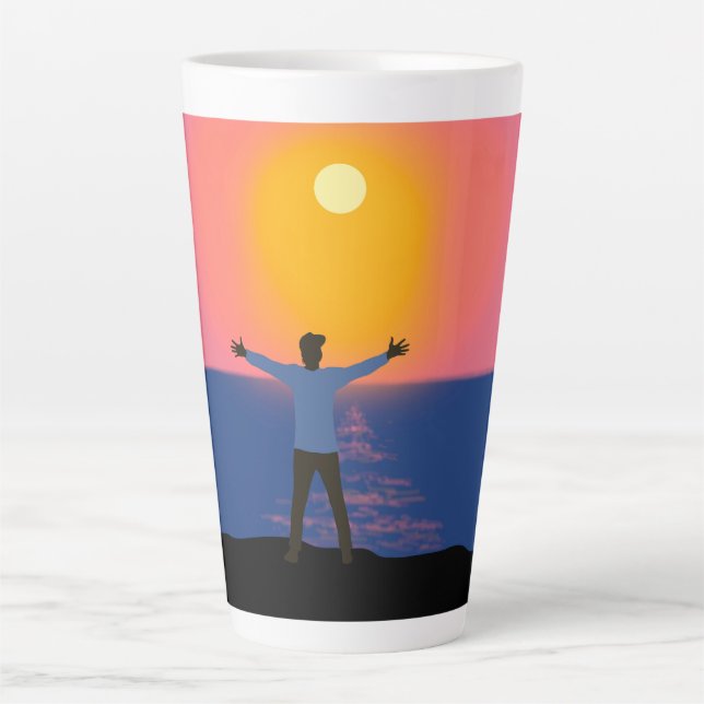 Caneca De Café Latte Saudação ao Sol (Frente)
