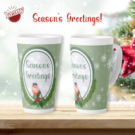 Caneca De Café Latte Saudações de Natal Verde e Branco