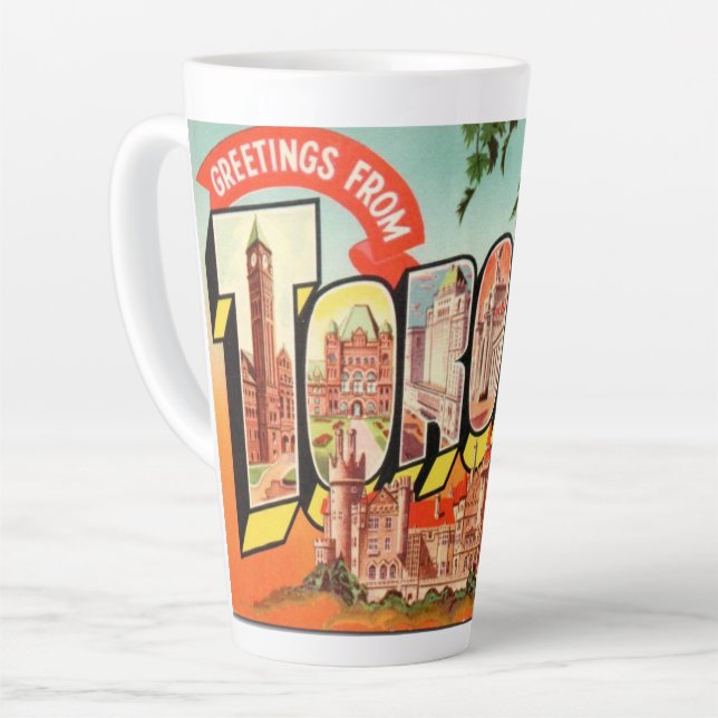 Caneca De Café Latte Saudações de Toronto Canadá (Ângulo esquerdo)