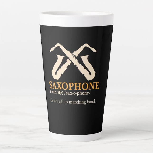 Caneca De Café Latte Saxofone - Definição de Saxofone (Frente)