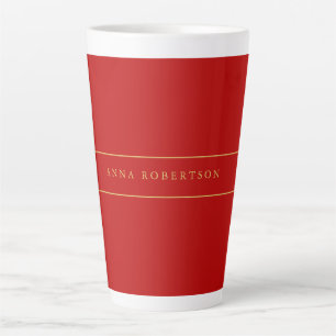Caneca De Café Latte Scarlet Red Dourado Colors Add Name Script