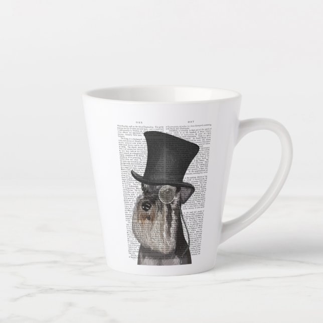 Caneca De Café Latte Schnauzer, Chapéu Formal e Chapéu (Direita)