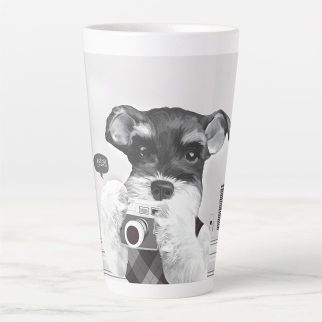 Caneca De Café Latte Schnauzer com câmera (Frente)