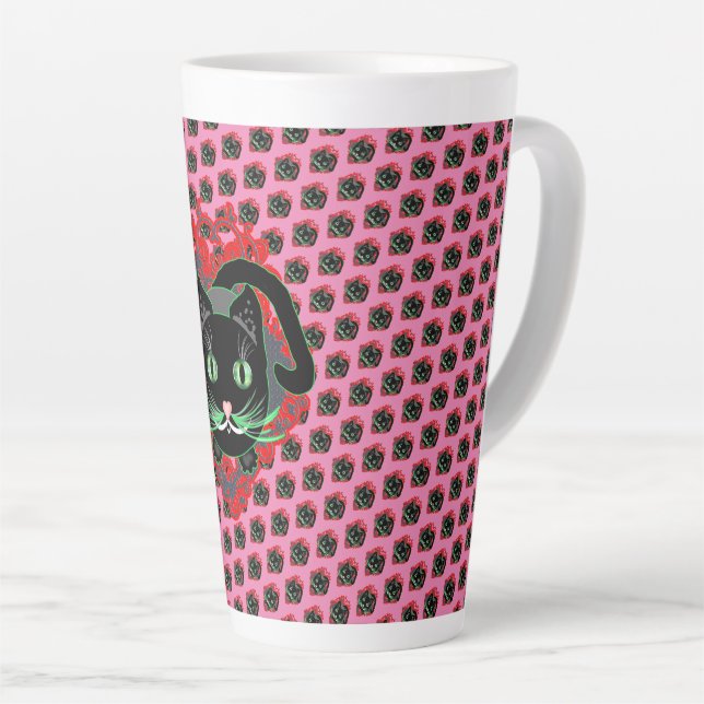 Caneca De Café Latte Schwarze Katze (Ângulo direito)