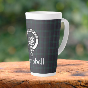Caneca De Café Latte Scottish Campbell Crest Crachá & Tartan