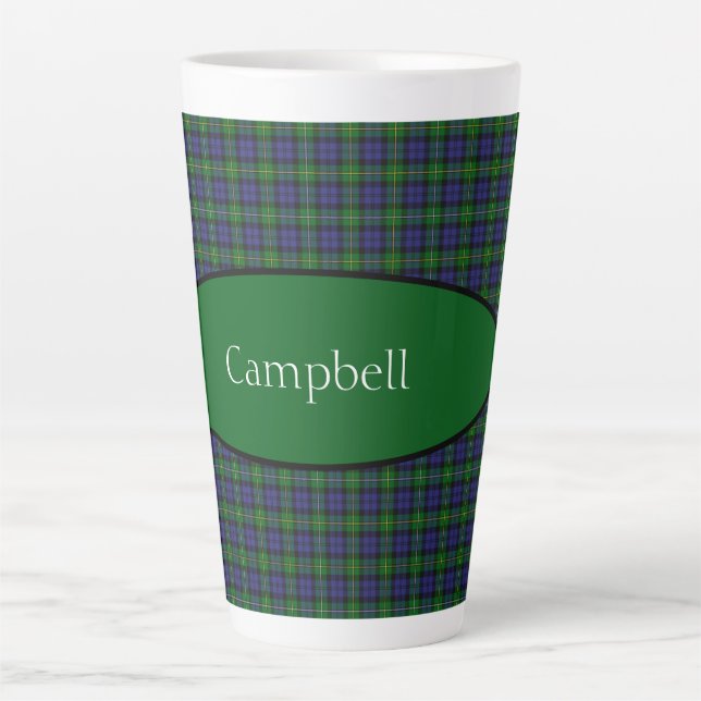 Caneca De Café Latte Scottish Campbell Family Tartan Personalizado (Frente)