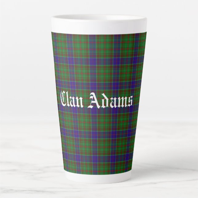 Caneca De Café Latte Scottish Clan Adams Tartan (Frente)