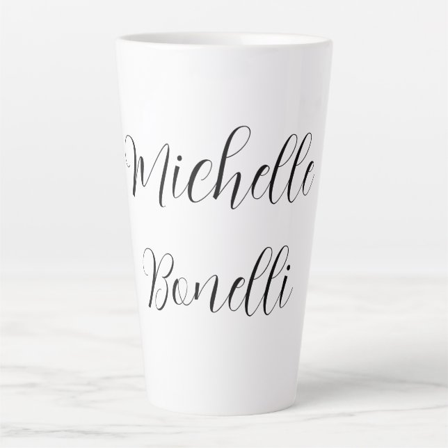 Caneca De Café Latte Script Clássico de Na moda para Adicionar Seu Nome (Frente)