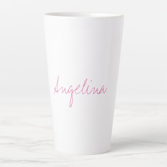 Caneca De Café Latte Script de manuscrito exclusivo de tendência de Na  (Frente)