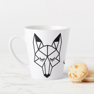 Caneca De Café Latte Script Fox Fox Fox Geométrico Moderno