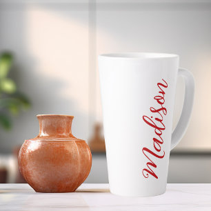 Caneca De Café Latte Script Manuscrito de Nome Vermelho Negrito Persona