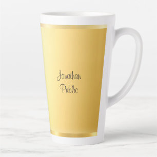 Caneca De Café Latte Script manuscrito Dourado do Elegante Faux moderno