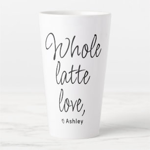 Caneca De Café Latte Script preto de amor latente inteiro com namorados