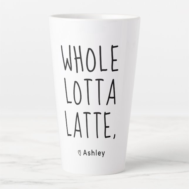 Caneca De Café Latte Script Preto Lotta Latte Inteiro do namorados (Frente)