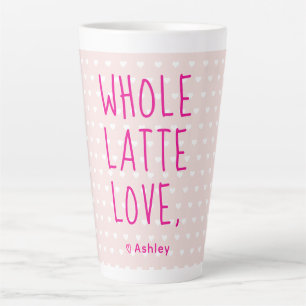 Caneca De Café Latte Script Rosa Quente de Amor Latente Inteiro com nam