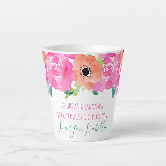 Caneca De Café Latte Se a vovó era Flor Poema Bonito (Frente)